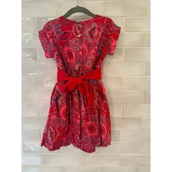 Tea Collection Adaira Sash Red Paisley Dress Size 4 - Picture 6 of 6